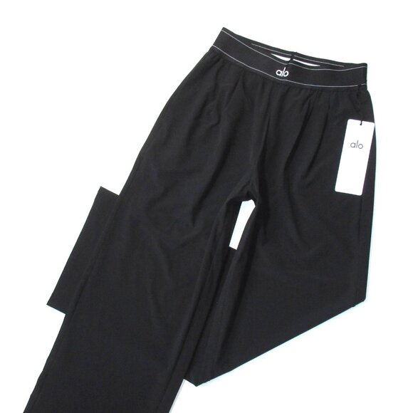 NWT Alo Yoga Regular Suit Up Trouser in Black Pleated Loose Relaxed Pants XS - Picture 2 of 8